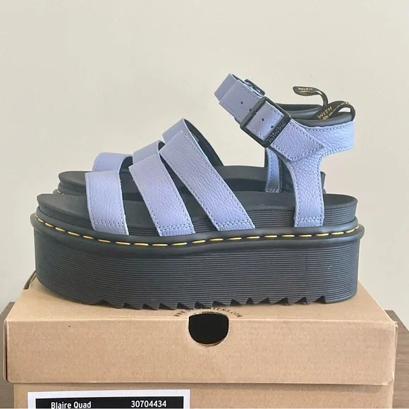 New Dr. Martens Zen Blue Blair Quad Sandal Wedge Sandals Women’s Sz 7 - Picture 2 of 7